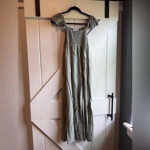 Smocked Olive Maxi Dress